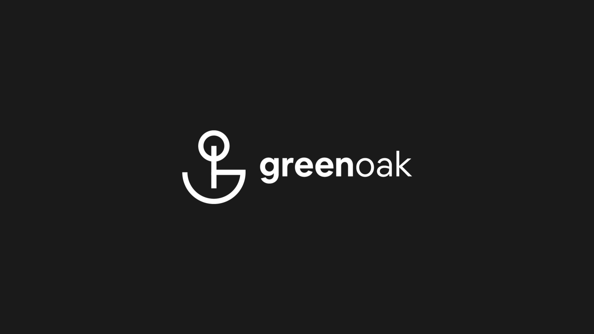 The symbol and wordmark in white on charcoal