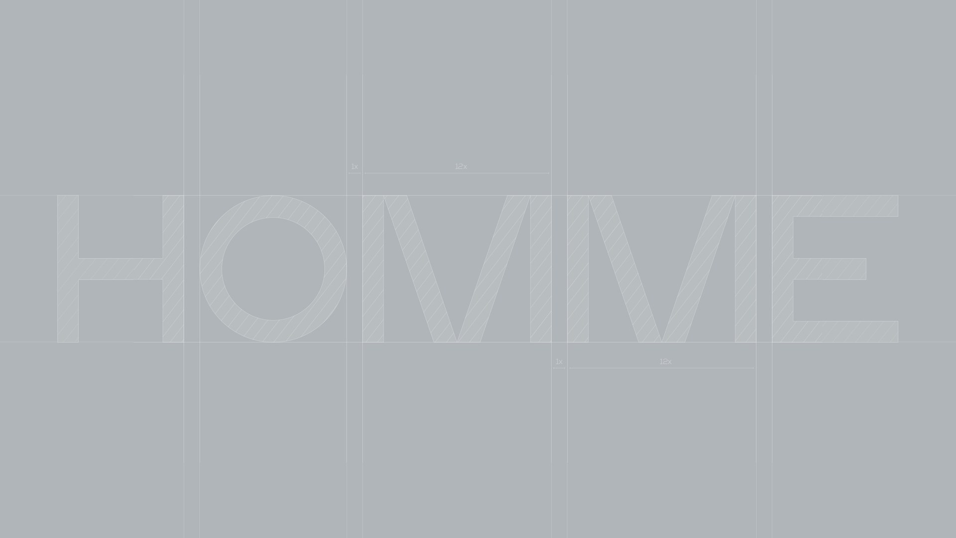 Construction grid behind the Homme wordmark on grey