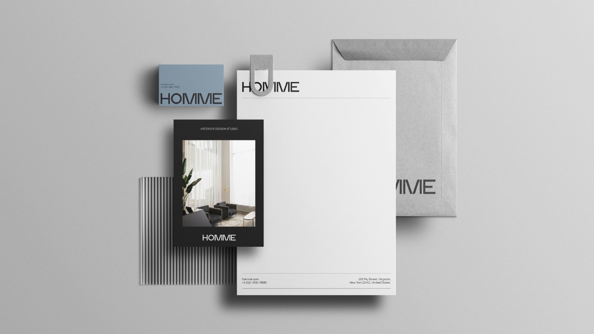 Stationery set: letterhead, business cards, envelope and a photo card