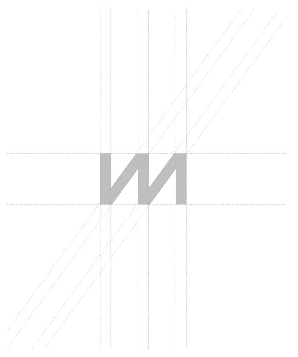 The M monogram on a line grid