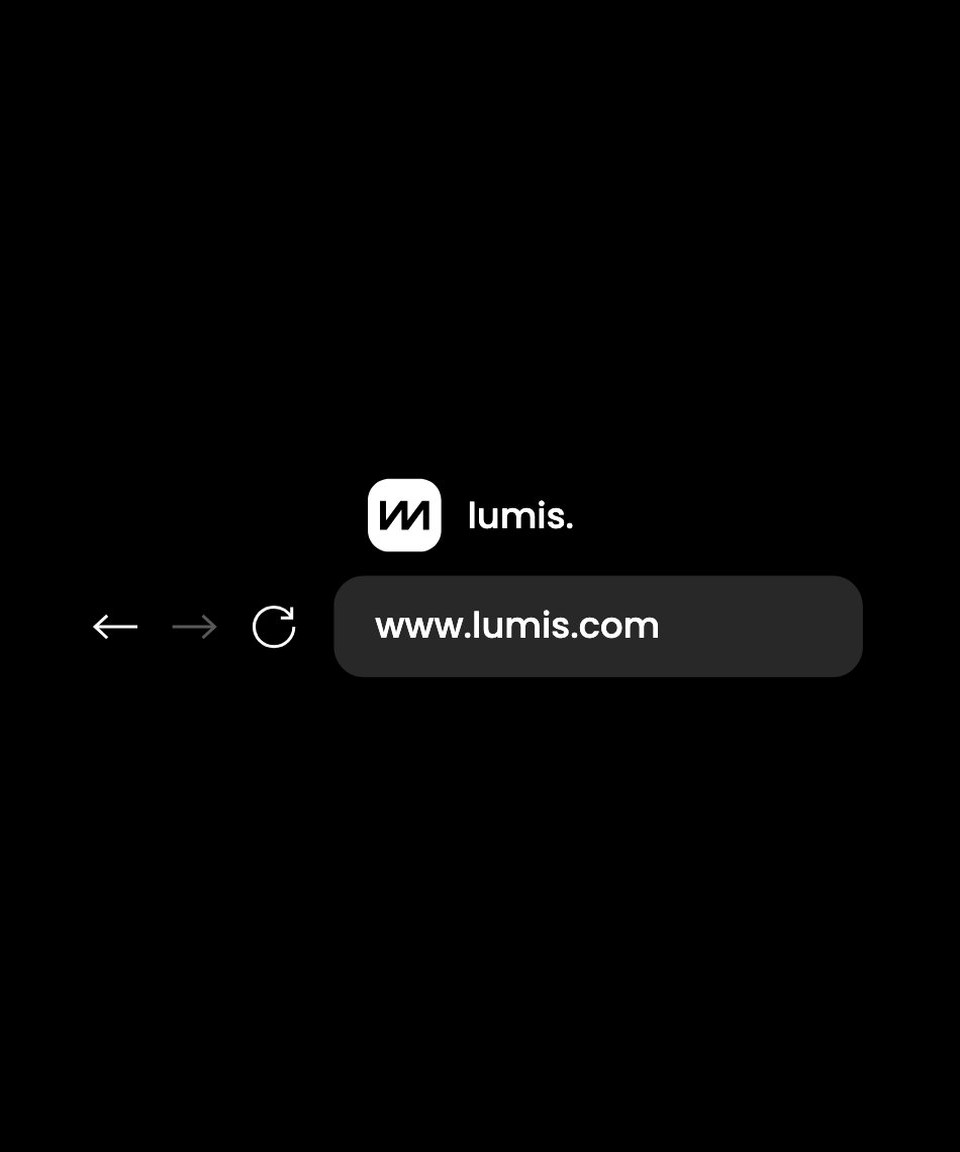 A browser bar with the Lumis icon and the web address