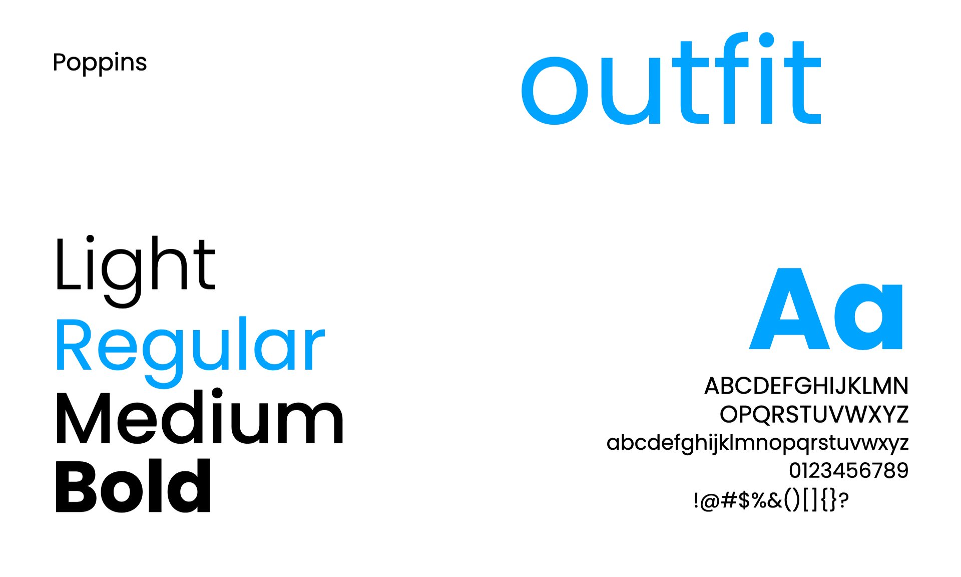 Poppins type specimen in light, regular, medium and bold