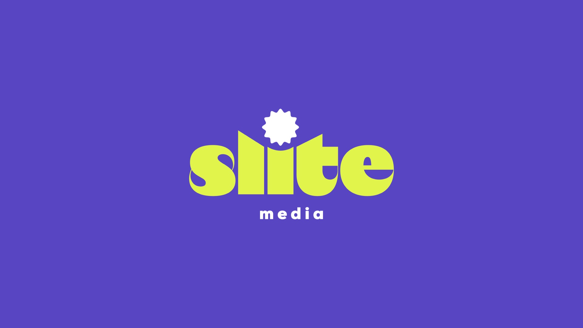 Slite Media wordmark in lime on purple