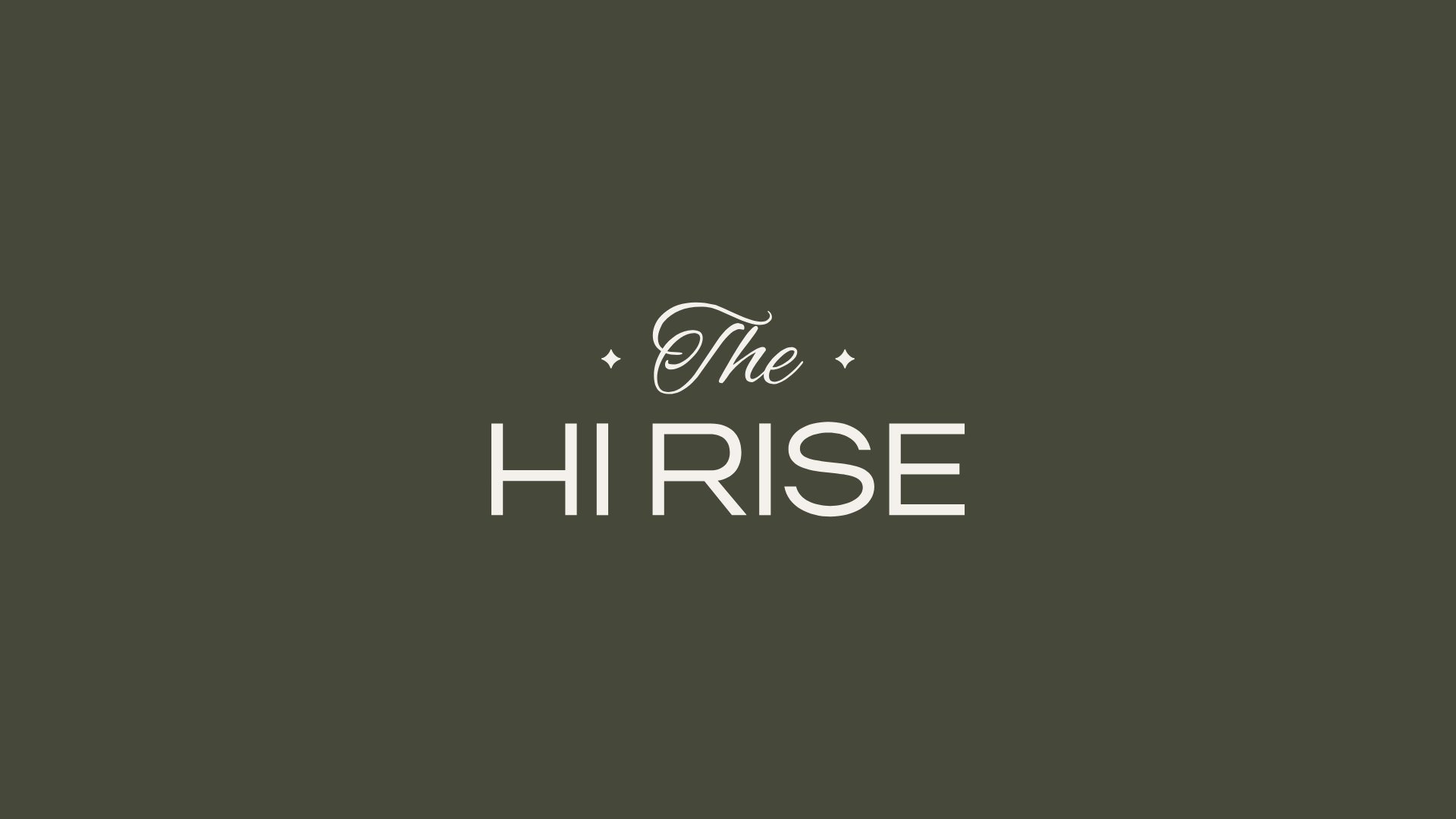 The Hi Rise wordmark in linen on olive