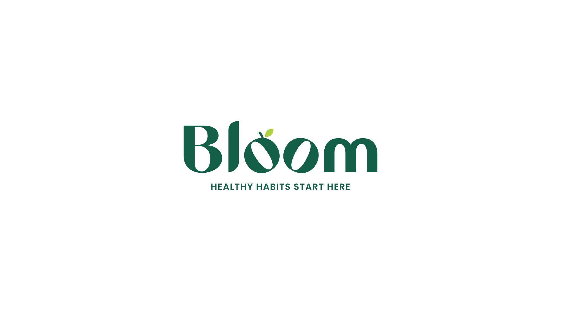 The Bloom wordmark with the line Healthy Habits Start Here in green on white