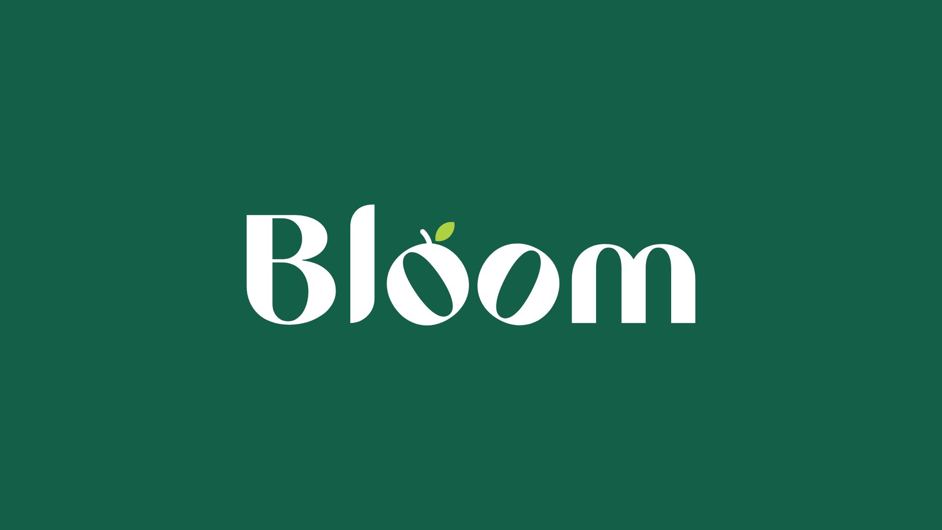 The Bloom wordmark in white on deep green