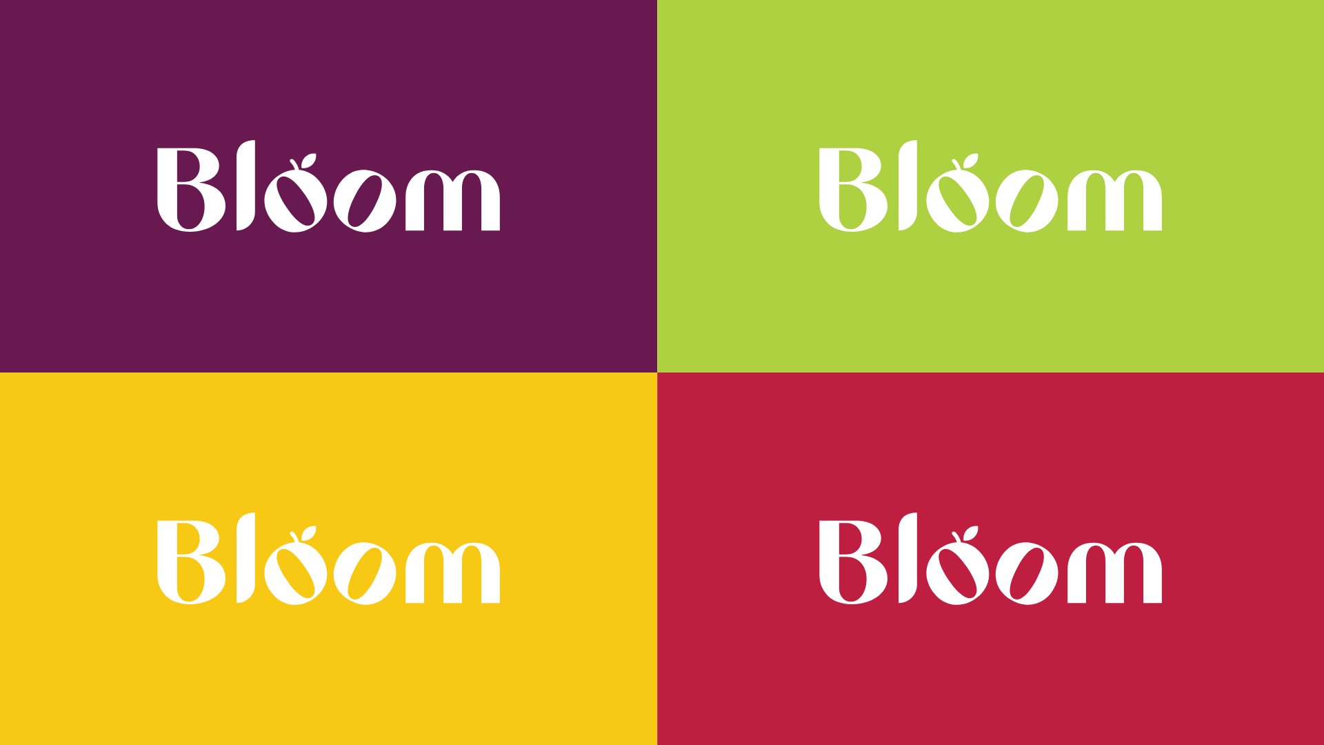 The wordmark in white on plum, lime, yellow and red