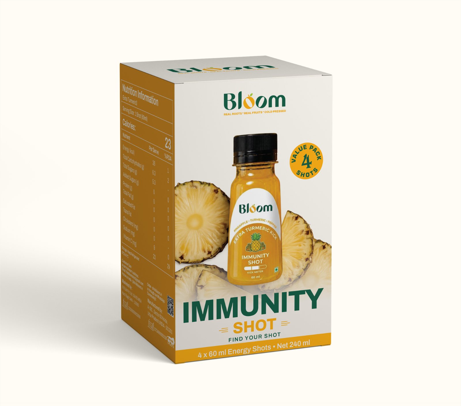 Yellow Turmeric Kick box, front
