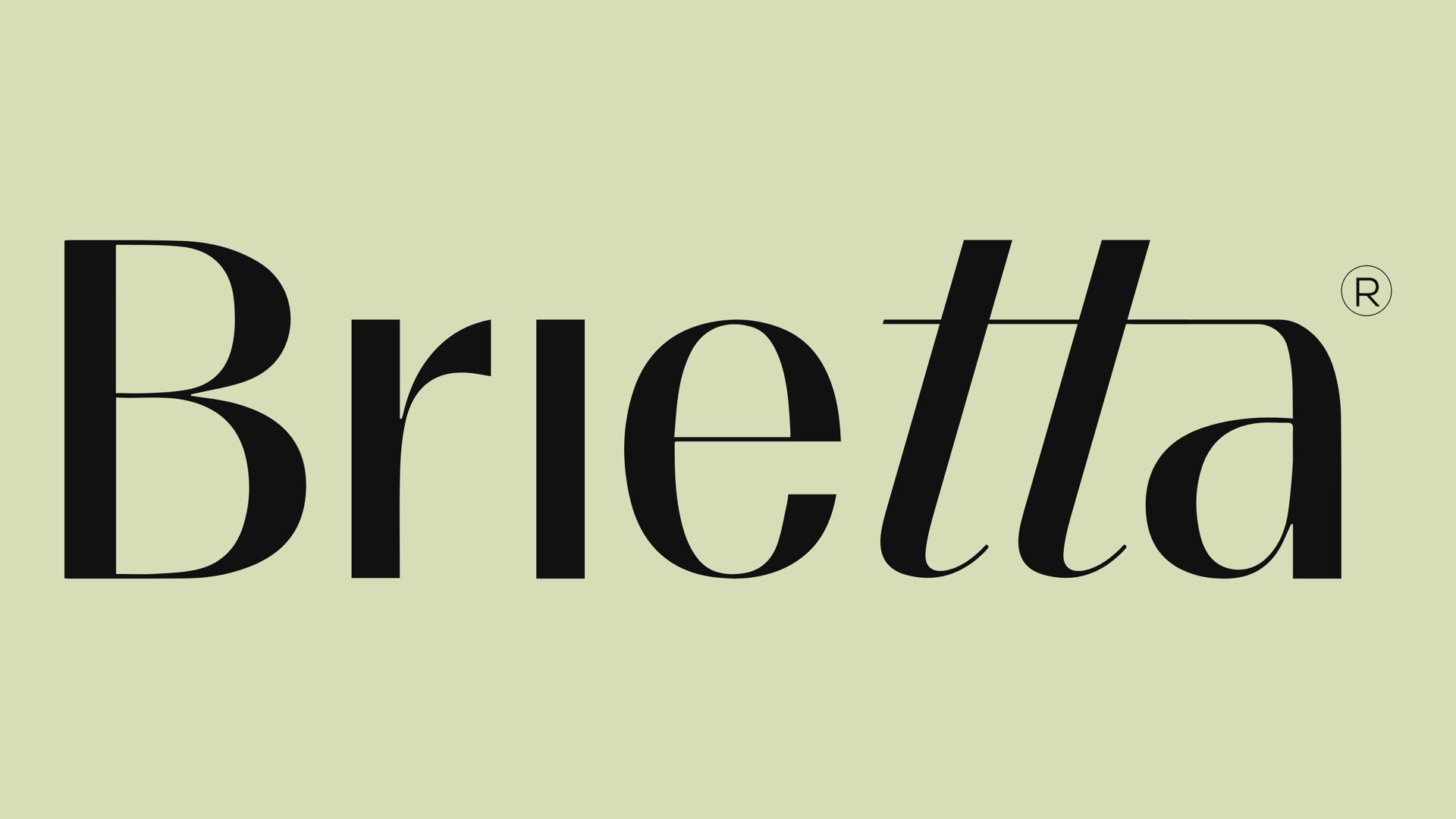 The Brietta wordmark in black on sage