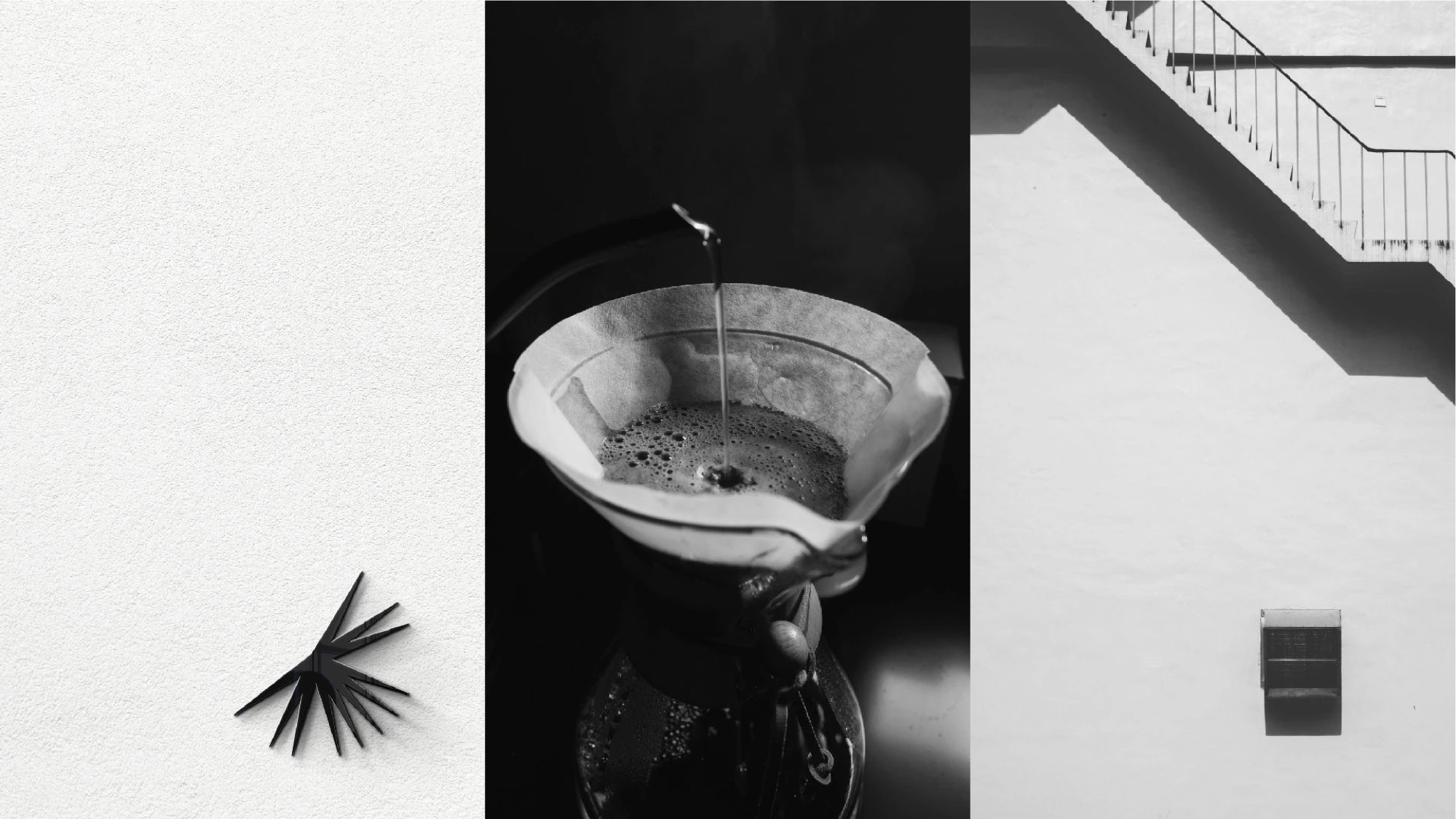 Coffee Circle symbol on a white wall next to a pour over