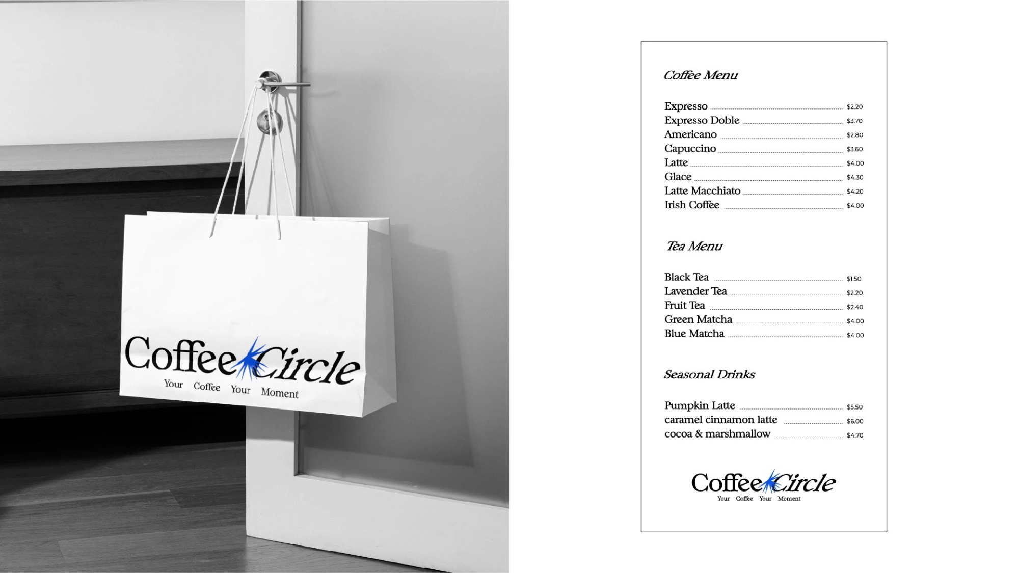 Carry bag on a door handle and the menu