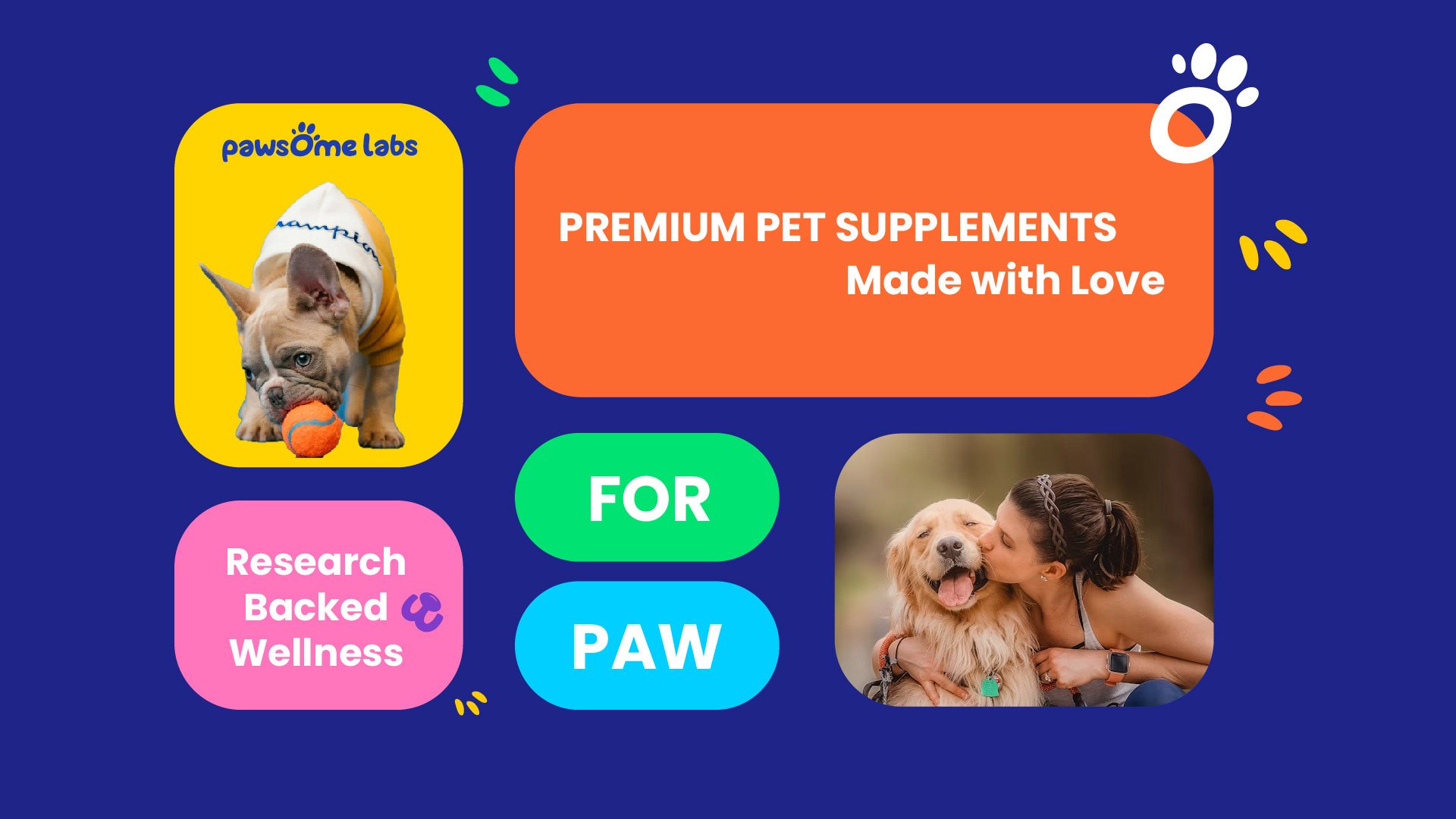 Social tiles for premium pet supplements, made with love