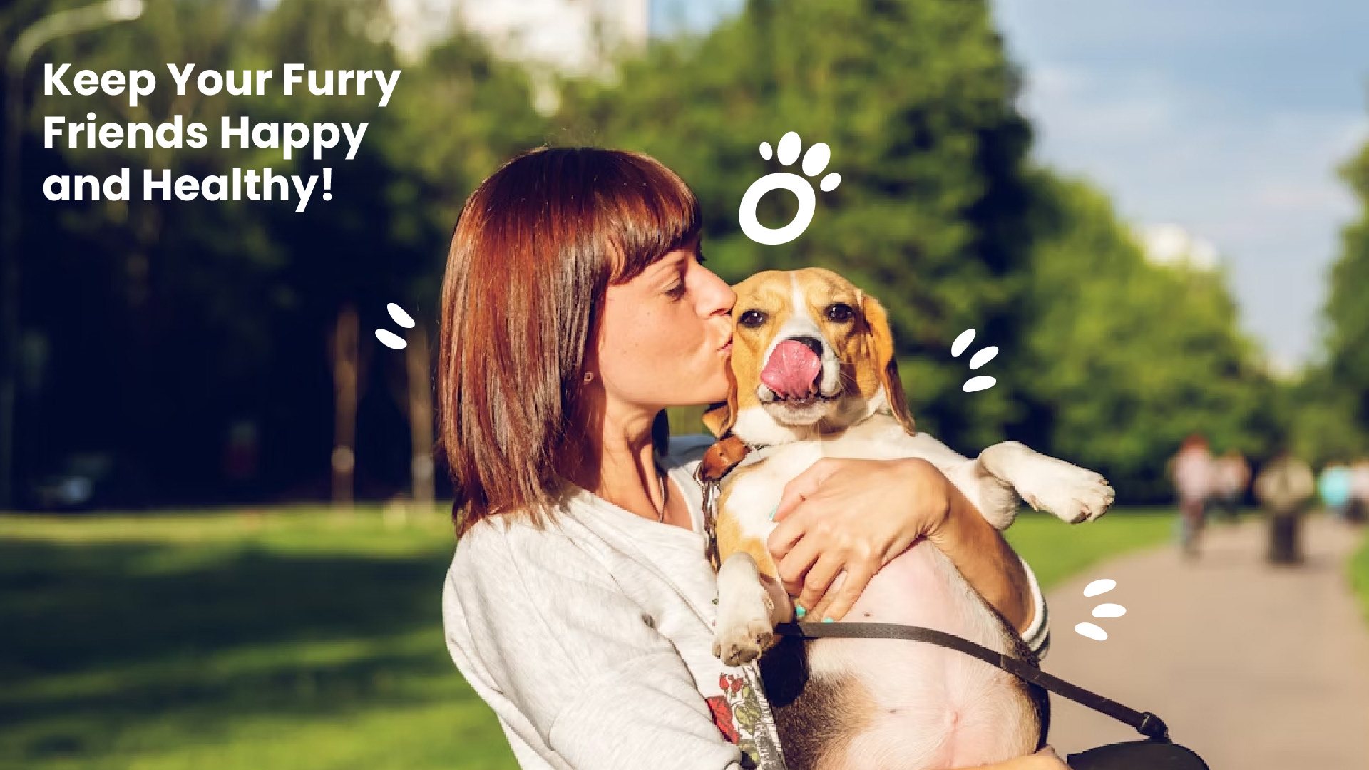 Social post of a woman kissing her beagle