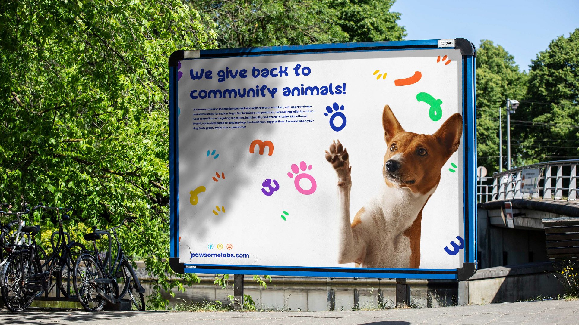 Billboard about giving back to community animals