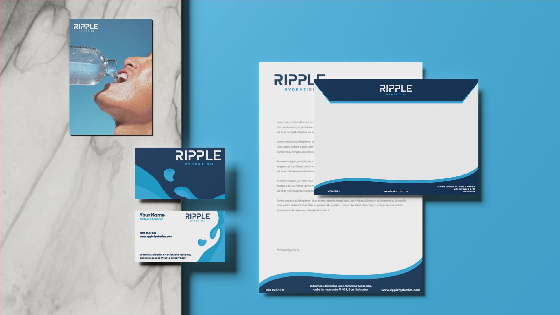 Letterhead, envelope and business cards