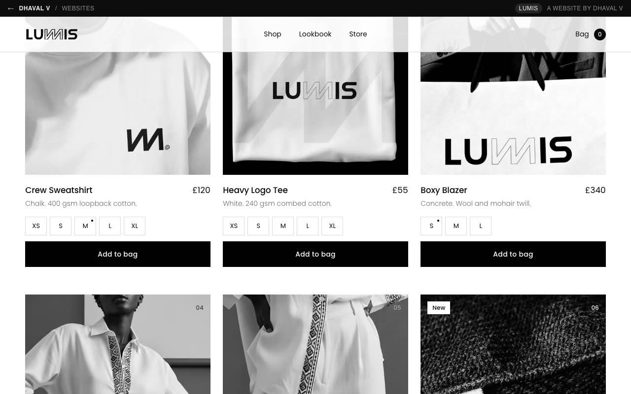 Lumis website by Dhaval V, screen 2