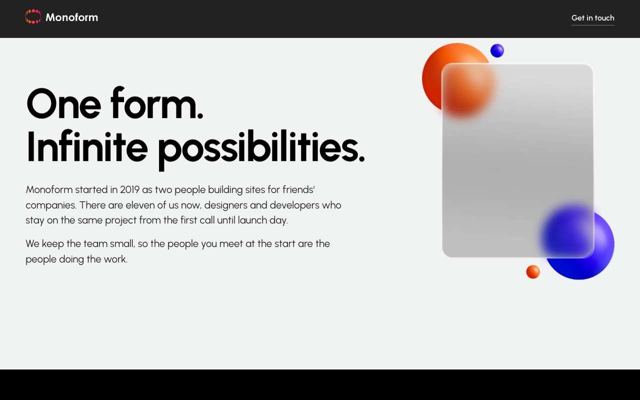 Monoform website by Dhaval V, screen 2
