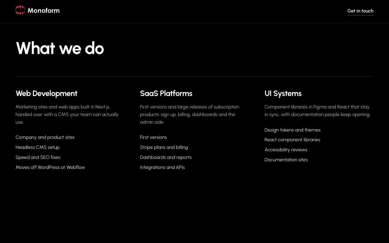 Monoform website by Dhaval V, screen 3